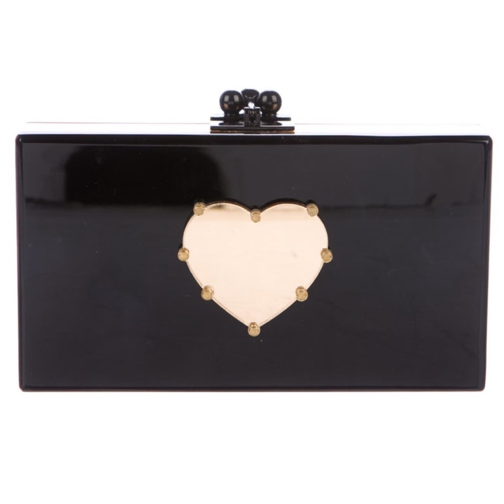NWOT Edie Parker Jean studded heart acrylic box clutch
